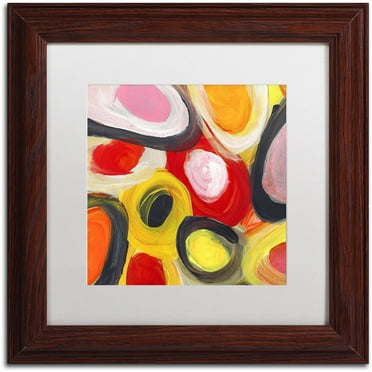 Trademark Fine Art 'Colorful Abstract Circles Square 3' Canvas Art by Amy Vangsgard, White Matte, Wood Frame
