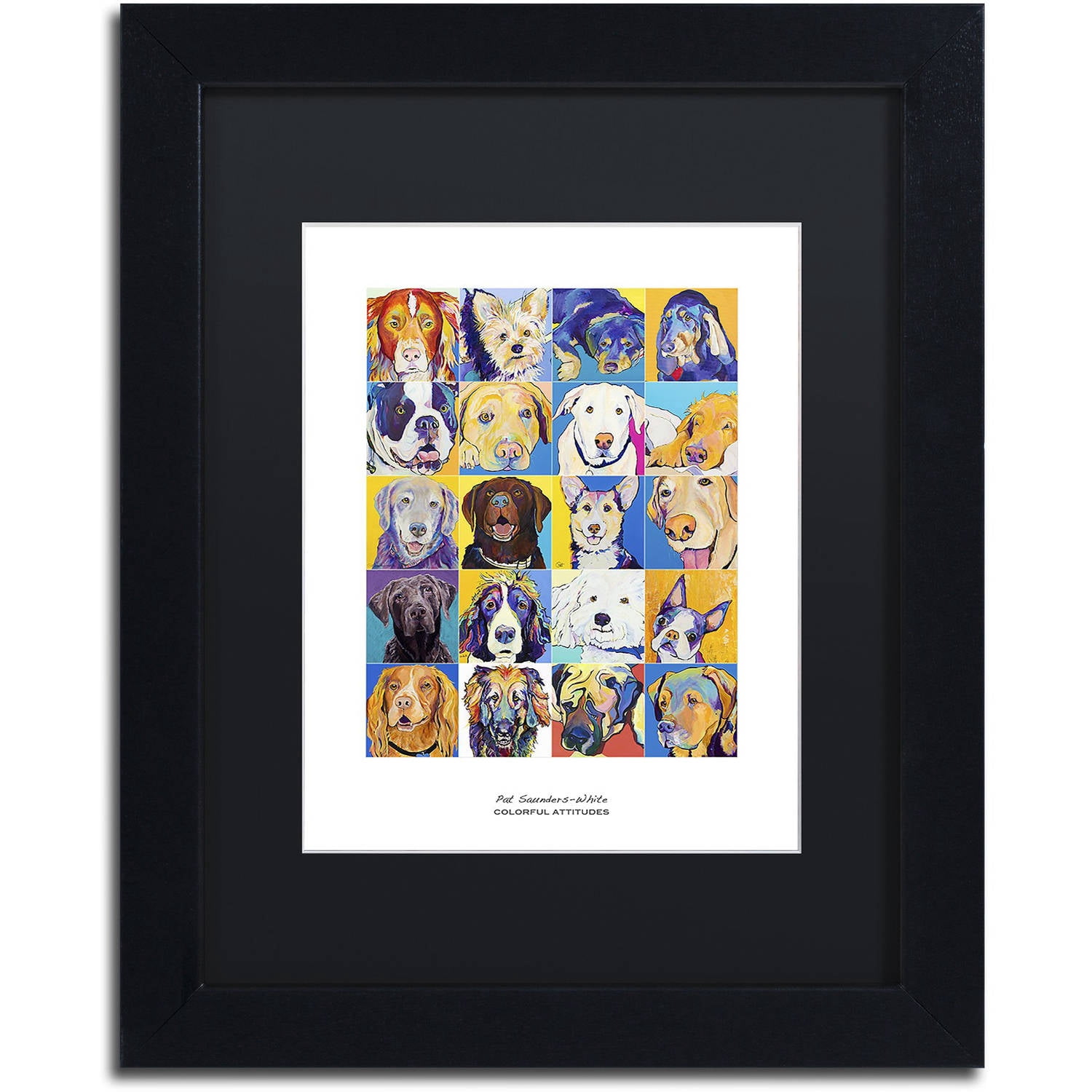 Trademark Fine Art "Colorful Attitudes Poster" Canvas Art by Pat Saunders-White, Black Matte, Black Frame
