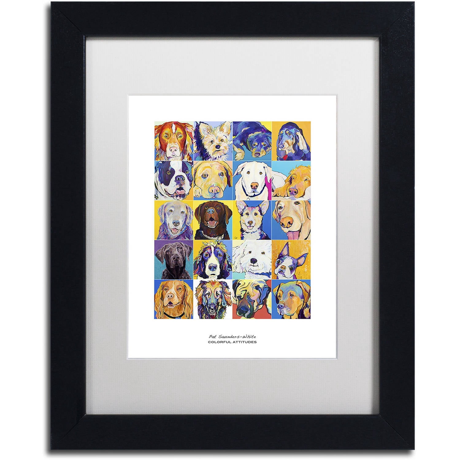 Trademark Fine Art "Colorful Attitudes Poster" Canvas Art by Pat Saunders-White, White Matte, Black Frame