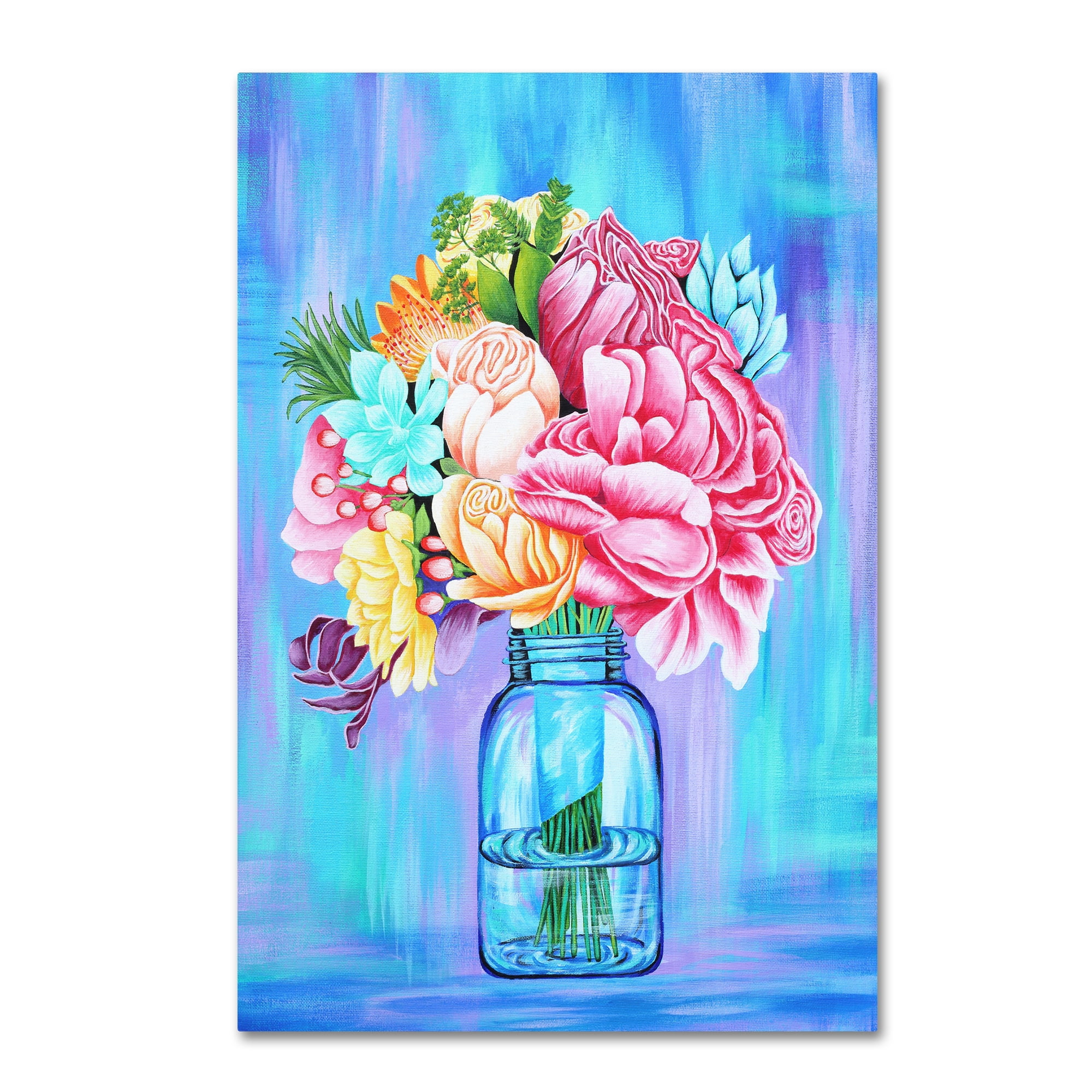 Trademark Fine Art 'Colorful Flowers In Mason Jar' Canvas Art by Michelle Faber