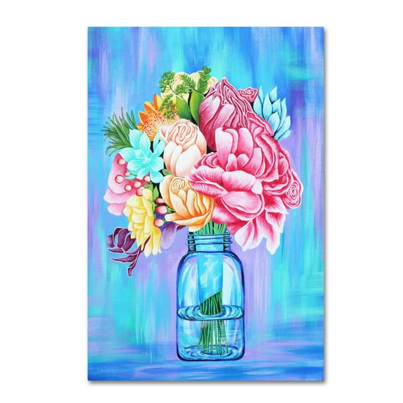 Trademark Fine Art 'Colorful Flowers In Mason Jar' Canvas Art by Michelle Faber