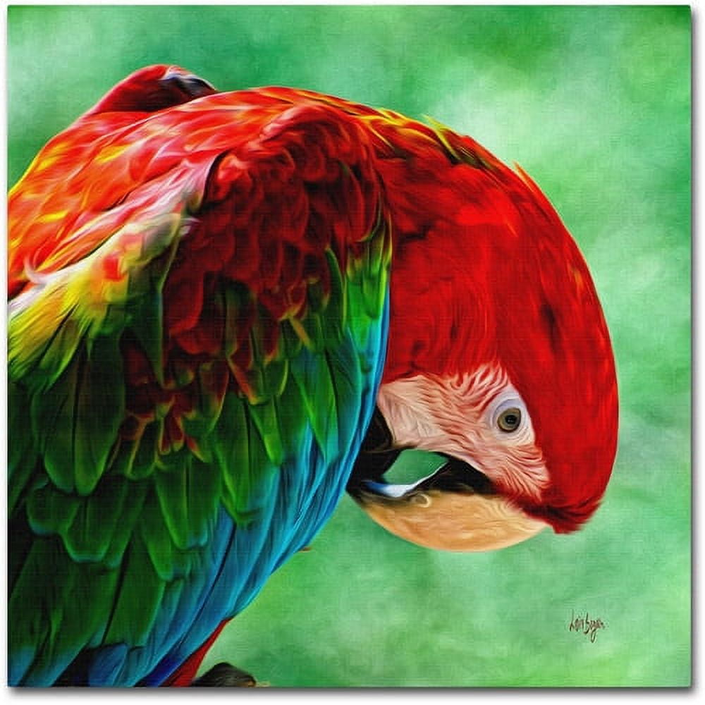 Vibrant Macaw Green and Red Canvas Art Print