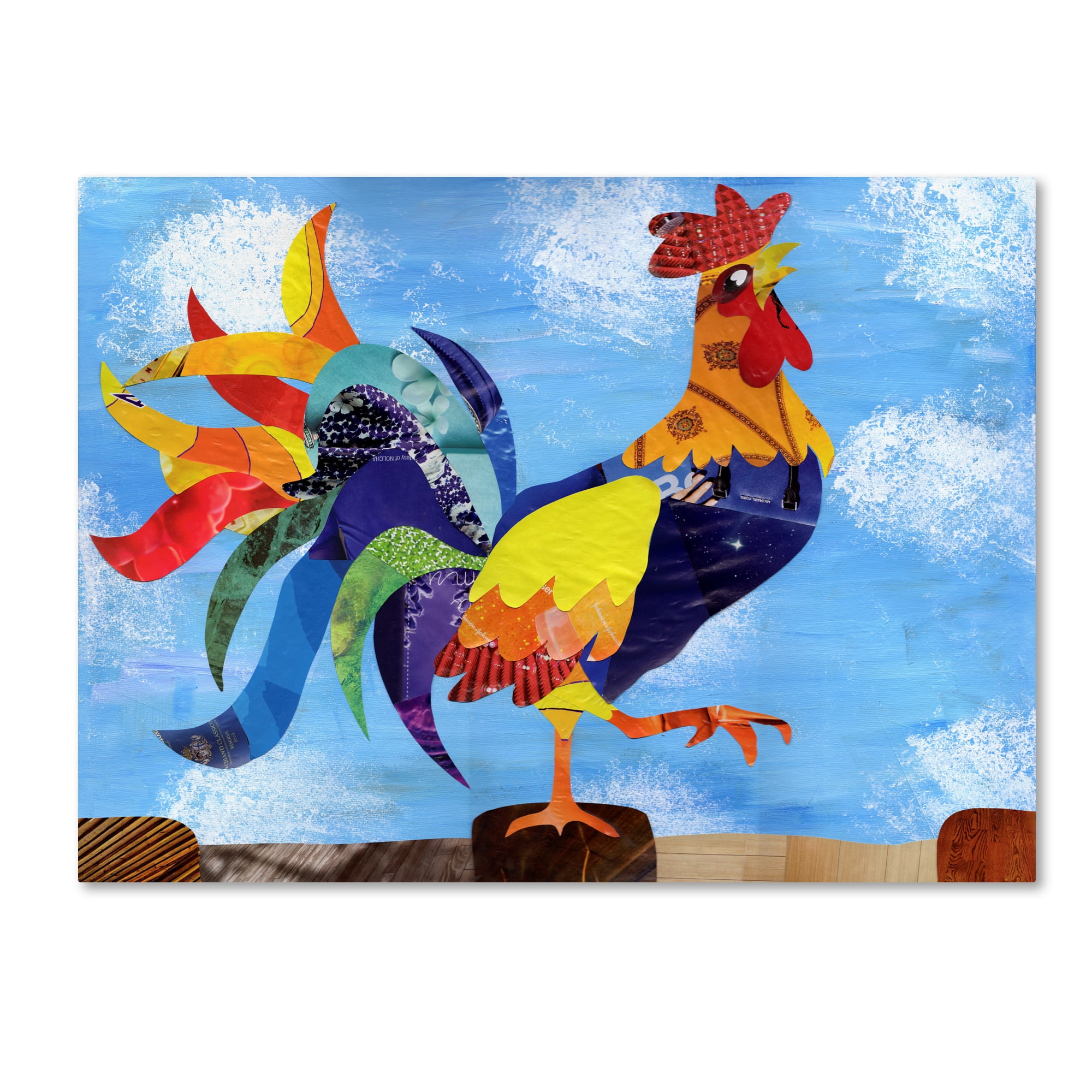 Colorful Rooster Gallery-Wrapped Canvas Art in Bold Primary Colors