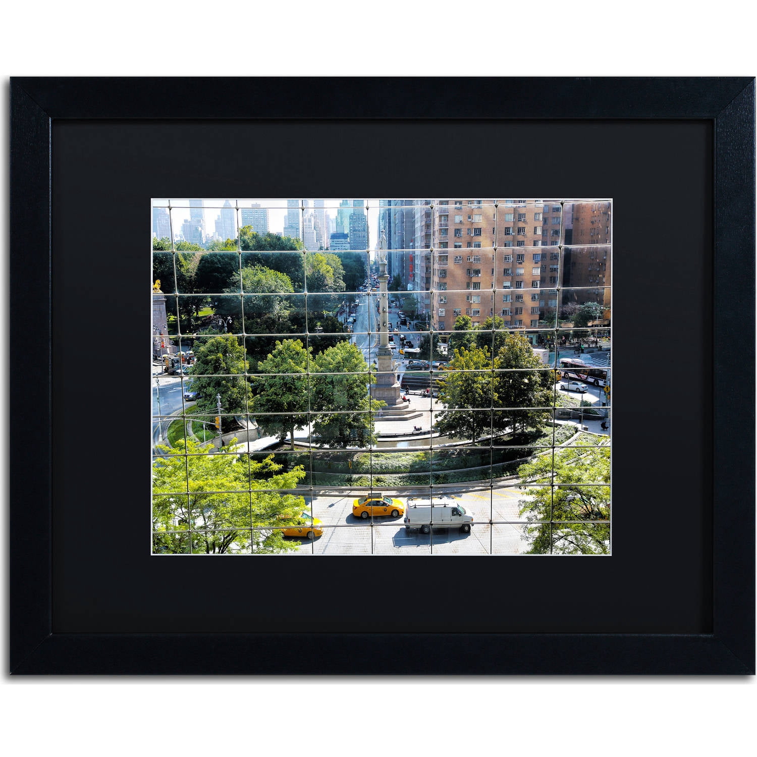 Trademark Fine Art "Columbus Circle" Canvas Art by CATeyes, Black Matte, Black Frame