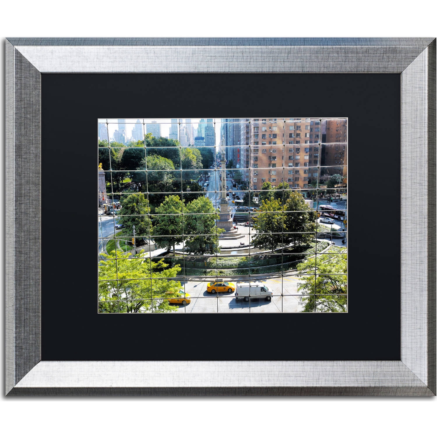 Trademark Fine Art "Columbus Circle" Canvas Art by CATeyes, Black Matte, Silver Frame