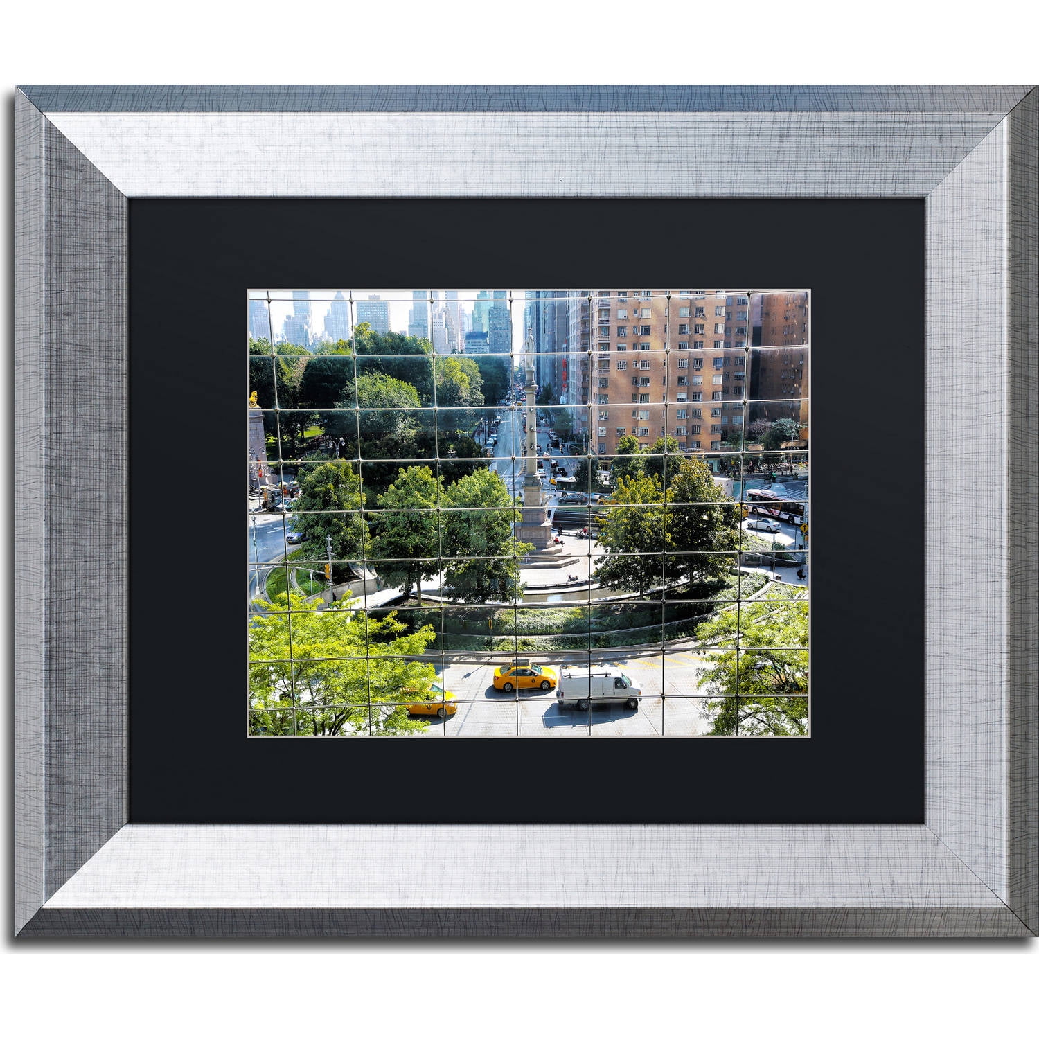Trademark Fine Art "Columbus Circle" Canvas Art by CATeyes, Black Matte, Silver Frame