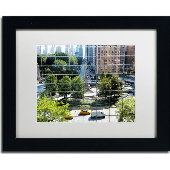 Trademark Fine Art "Columbus Circle" Canvas Art by CATeyes, White Matte, Black Frame