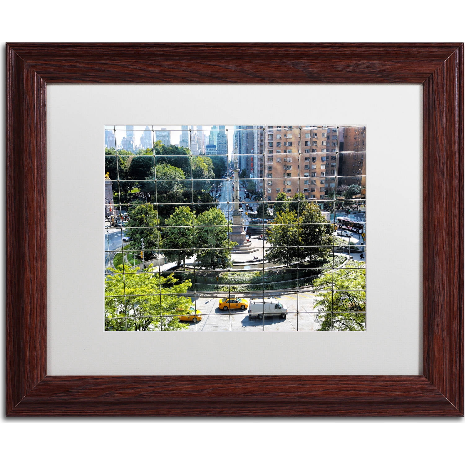 Trademark Fine Art "Columbus Circle" Canvas Art by CATeyes, White Matte, Wood Frame