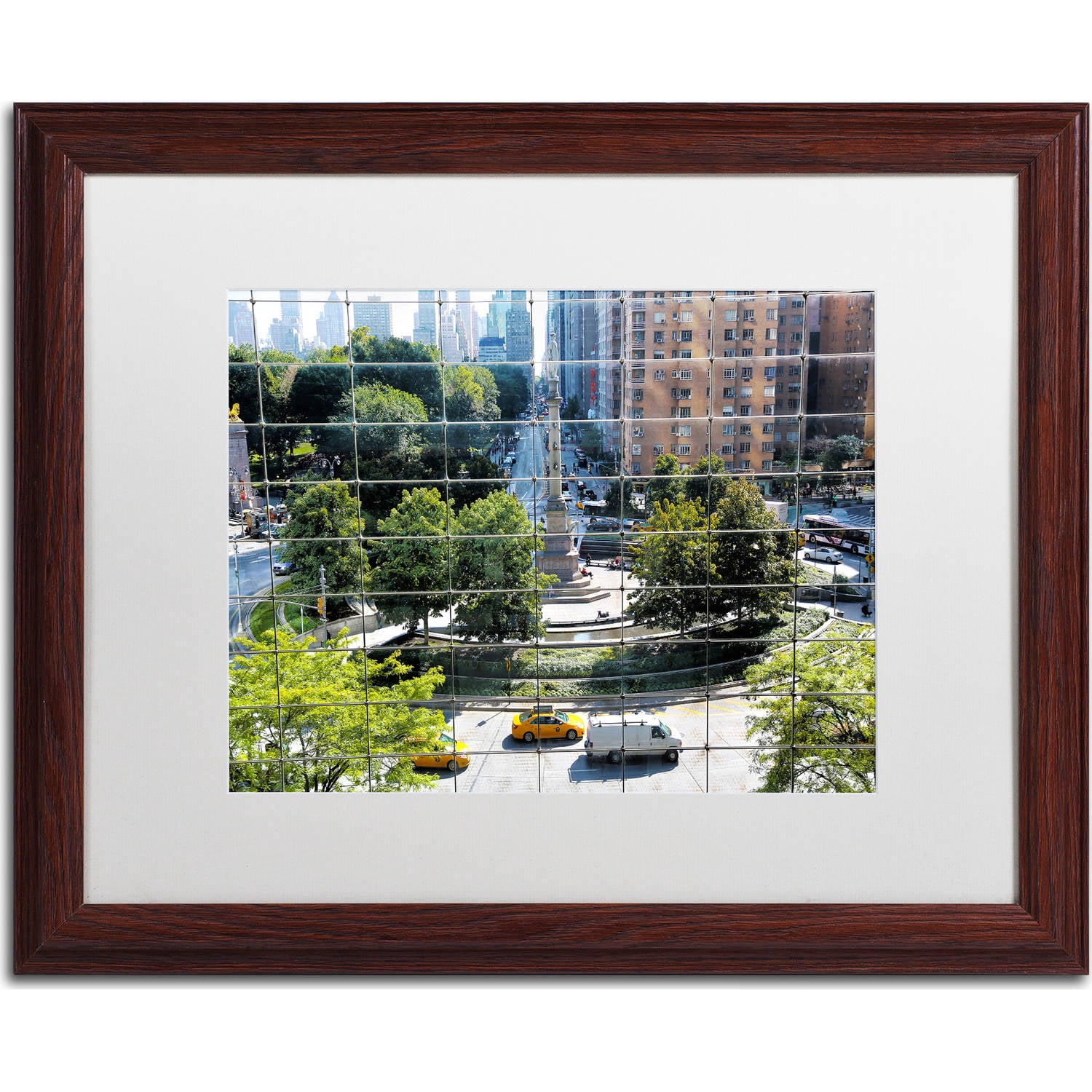 Trademark Fine Art "Columbus Circle" Canvas Art by CATeyes, White Matte, Wood Frame
