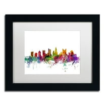 Trademark Fine Art 'Columbus Ohio Skyline' Canvas Art by Michael Tompsett, White Matte, Black Frame
