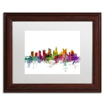 Trademark Fine Art 'Columbus Ohio Skyline' Canvas Art by Michael Tompsett, White Matte, Wood Frame