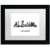 Trademark Fine Art 'Columbus Ohio Skyline WB-BW' Canvas Art by Marlene Watson, White Matte, Black Frame