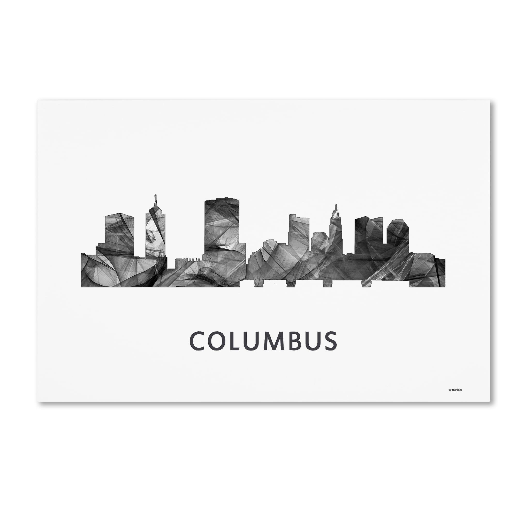 Trademark Fine Art 'Columbus Ohio Skyline WB-BW' Canvas Art by Marlene Watson