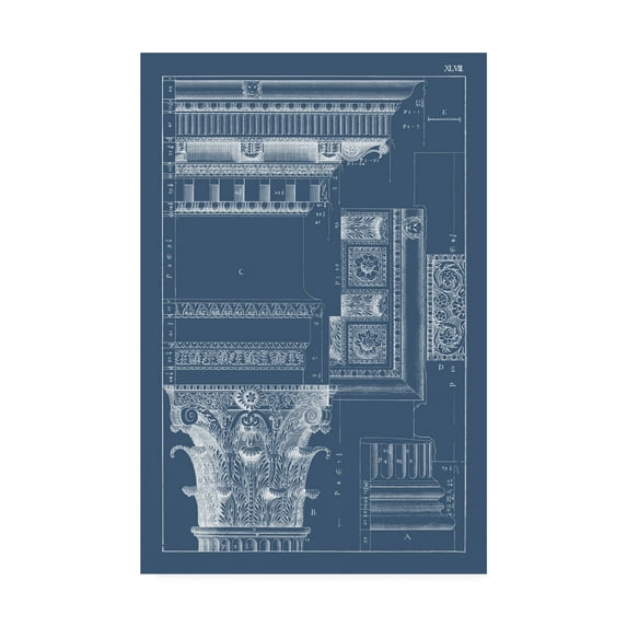 Trademark Fine Art 'Column And Cornice Blueprint III' Canvas Art by Vision Studio