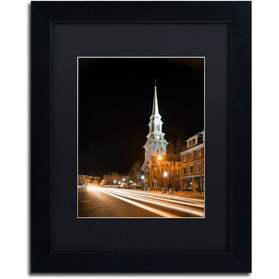 Trademark Fine Art "Congress St Night" Canvas Art by Michael Blanchette Photography Black Matte, Black Frame