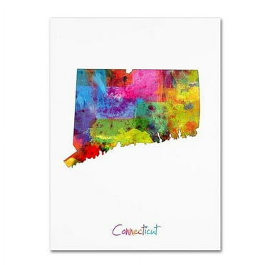 Trademark Fine Art "Connecticut Map" Canvas Art by Michael Tompsett