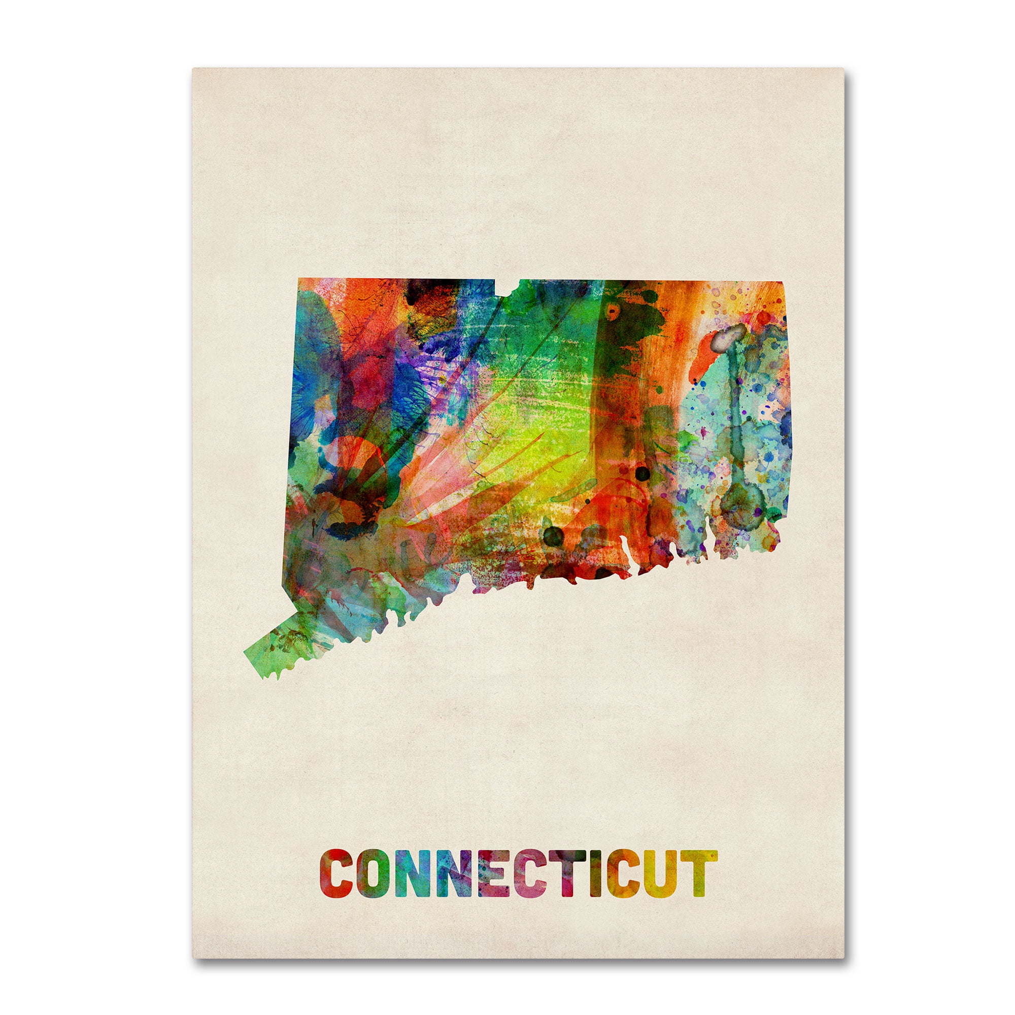 Trademark Fine Art "Connecticut Map" Canvas Wall Art by Michael Tompsett