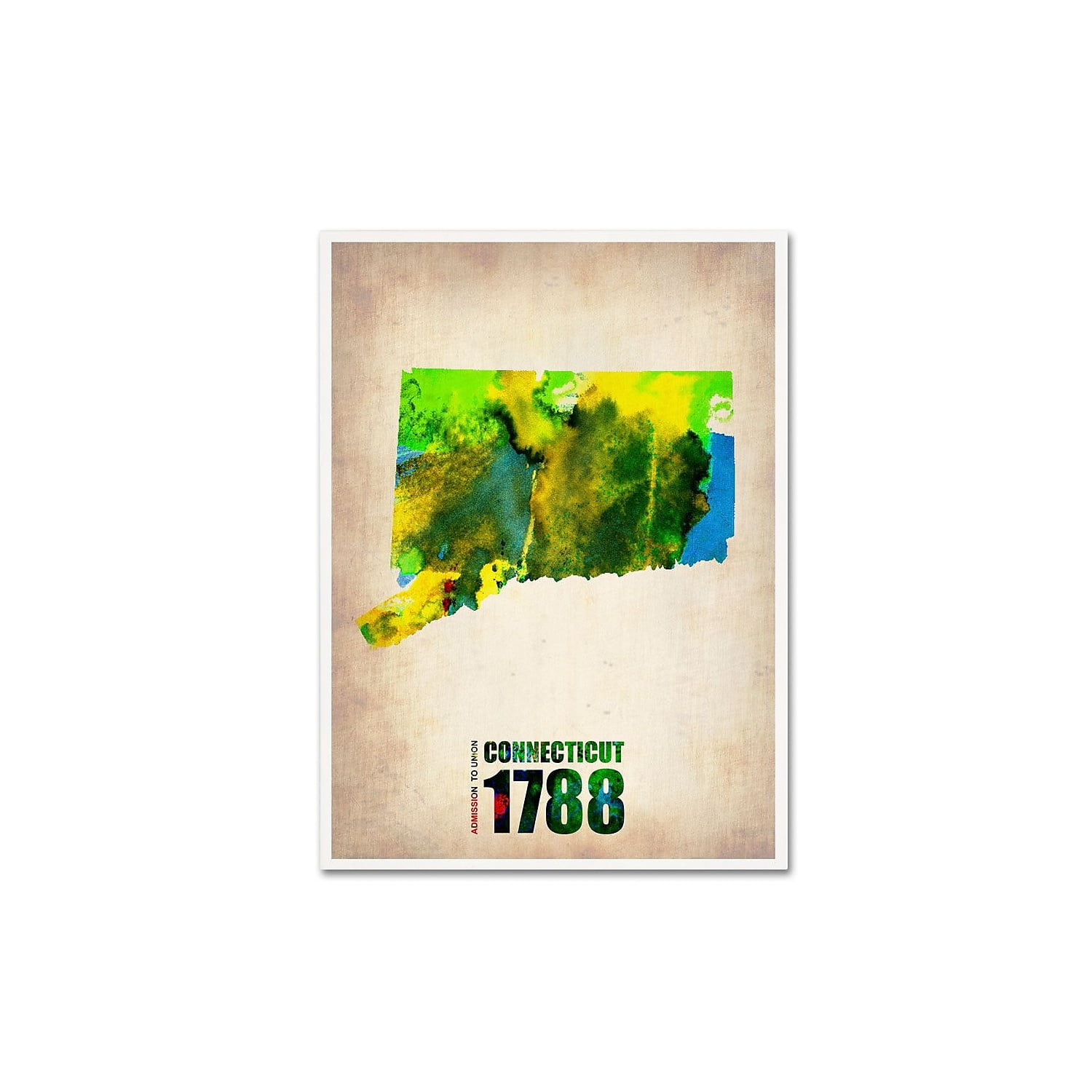 Trademark Fine Art "Connecticut Watercolor Map" Canvas Art by Naxart