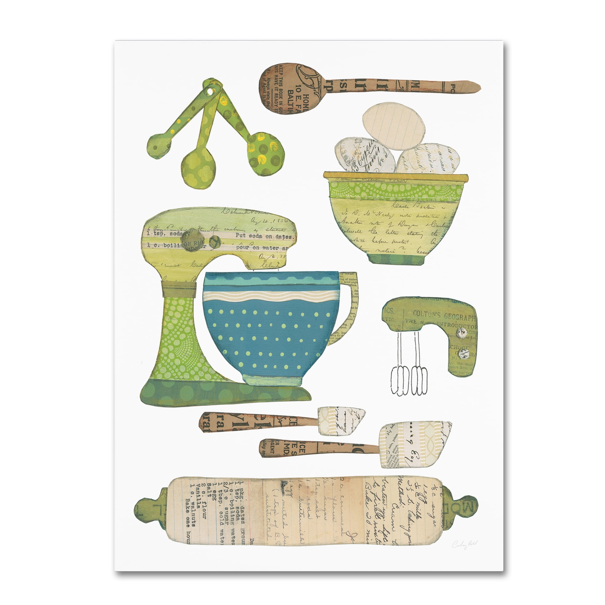 Green and Blue Kitchen Utensils Canvas Art 24 x 32