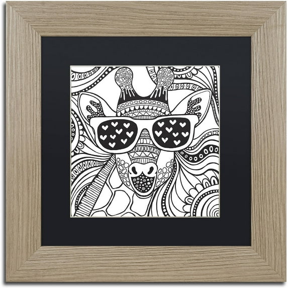 Trademark Fine Art "Cool Giraffe" Canvas Art by Hello Angel, Black Matte, Birch Frame