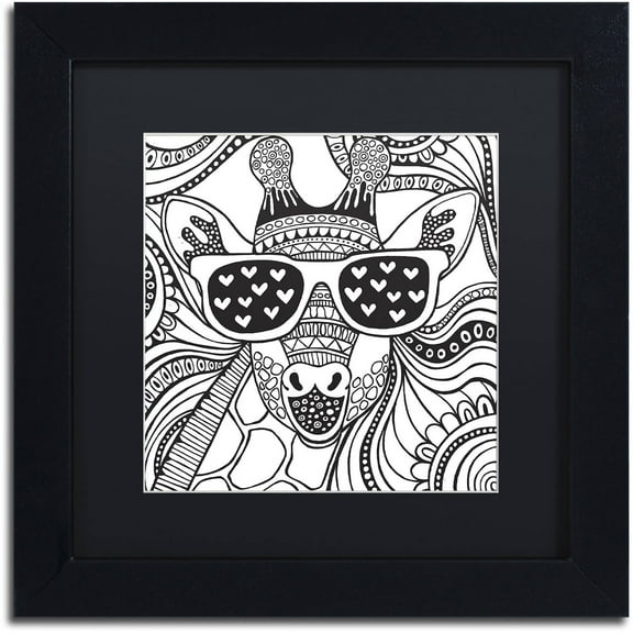 Trademark Fine Art "Cool Giraffe" Canvas Art by Hello Angel, Black Matte, Black Frame