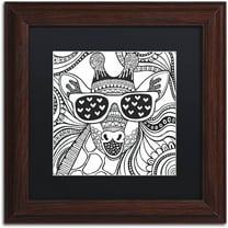 Trademark Fine Art "Cool Giraffe" Canvas Art by Hello Angel, Black Matte, Wood Frame