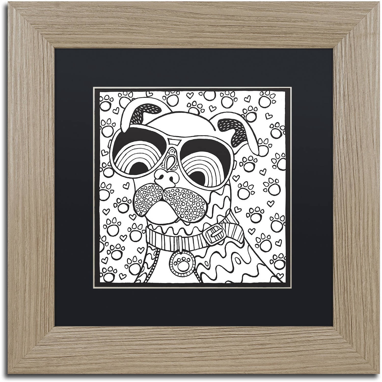 Trademark Fine Art "Cool Pooch" Canvas Art by Hello Angel, Black Matte, Birch Frame