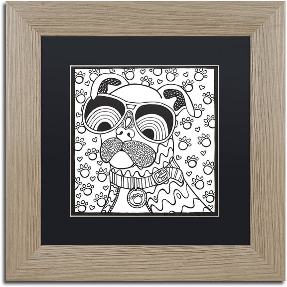 Trademark Fine Art "Cool Pooch" Canvas Art by Hello Angel, Black Matte, Birch Frame