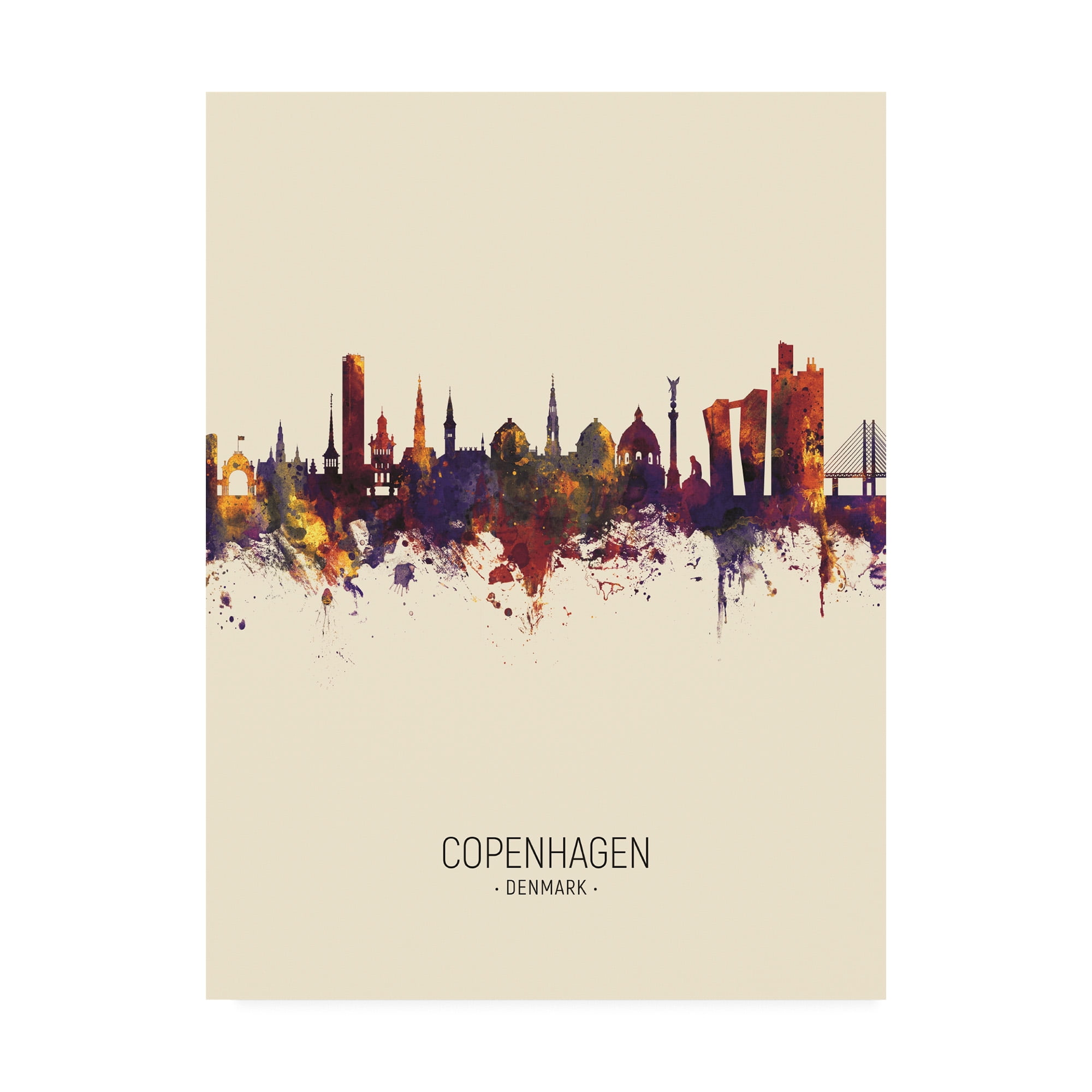 Trademark Fine Art 'Copenhagen Denmark Skyline Portrait III' Canvas Art by Michael Tompsett