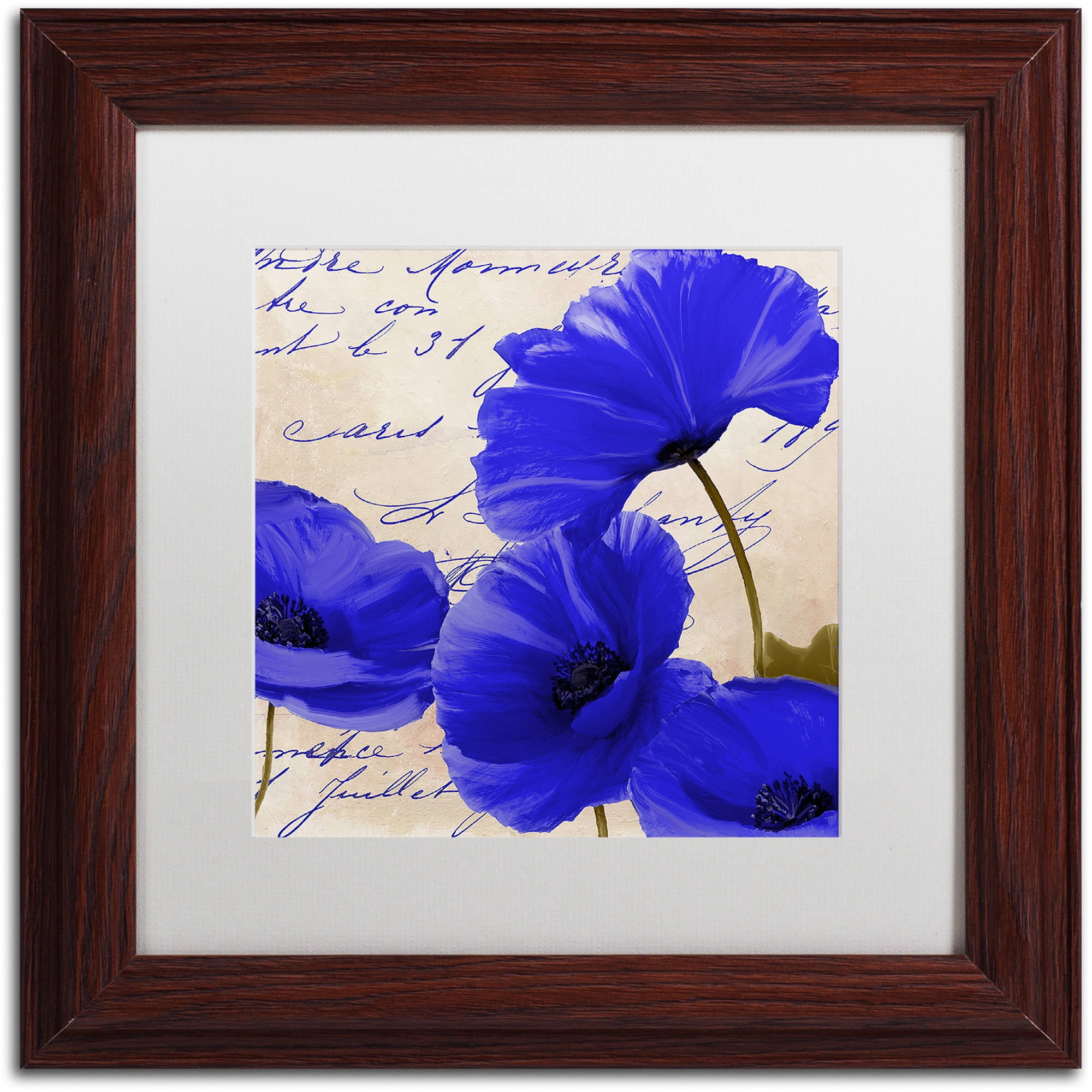 Trademark Fine Art "Coquelicots Bleues I" Canvas Art by Color Bakery White Matte, Wood Frame