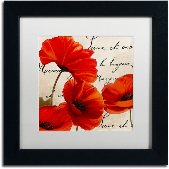 Trademark Fine Art "Coquelicots Rouge I" Canvas Art by Color Bakery White Matte, Black Frame