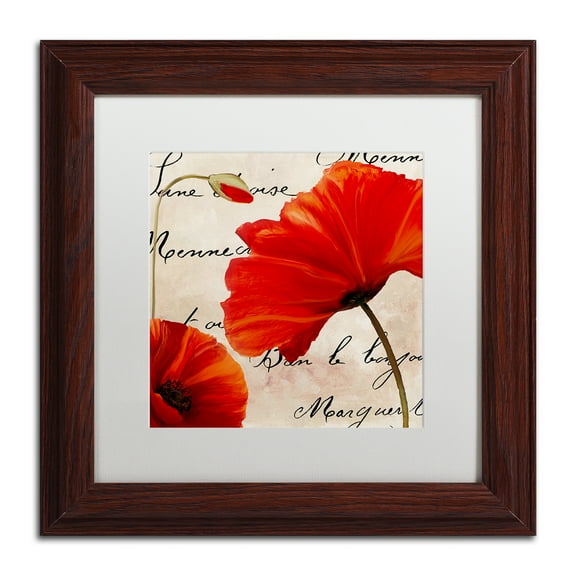 Trademark Fine Art 'Coquelicots Rouge II' Matted Framed Art by Color Bakery