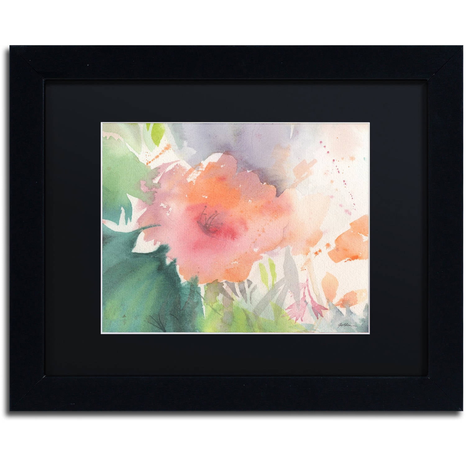 Trademark Fine Art "Coral Blossom" Canvas Art by Sheila Golden, Black Matte, Black Frame