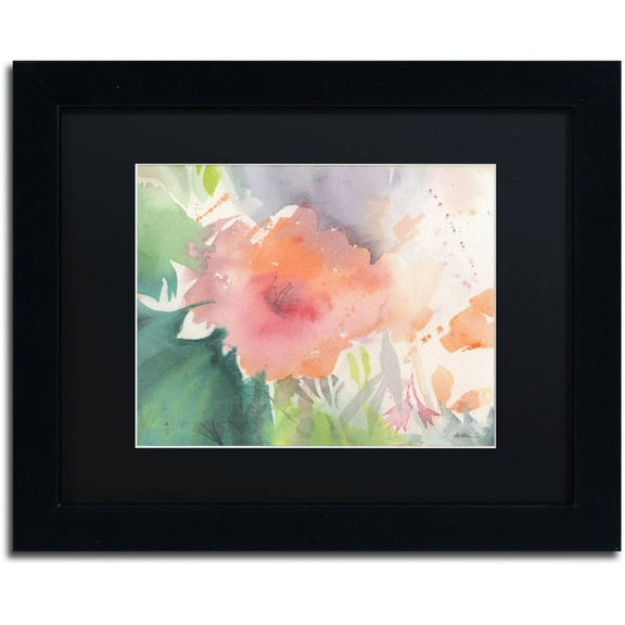 Trademark Fine Art "Coral Blossom" Canvas Art by Sheila Golden, Black Matte, Black Frame