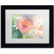 Trademark Fine Art "Coral Blossom" Canvas Art by Sheila Golden, White Matte, Black Frame