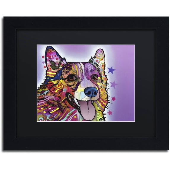 Trademark Fine Art "Corgi" Canvas Art by Dean Russo, Black Matte, Black Frame