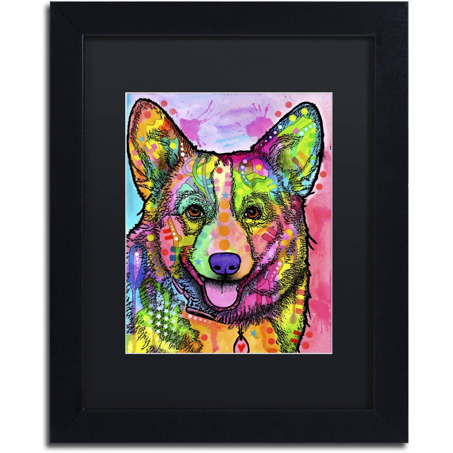 Trademark Fine Art 'Corgi II' Canvas Art by Dean Russo, Black Matte, Black Frame