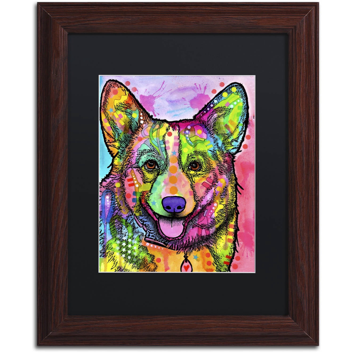 Trademark Fine Art 'Corgi II' Canvas Art by Dean Russo, Black Matte, Wood Frame