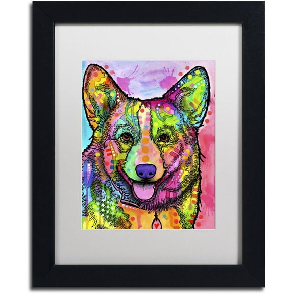 Trademark Fine Art 'Corgi II' Canvas Art by Dean Russo, White Matte, Black Frame
