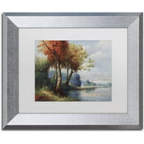 Trademark Fine Art "Corot Tribute" Canvas Art by Daniel Moises, White Matte, Silver Frame