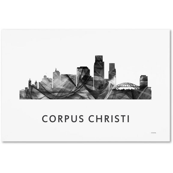 Trademark Fine Art 'Corpus Christi Texas Skyline WB-BW' Canvas Art by Marlene Watson