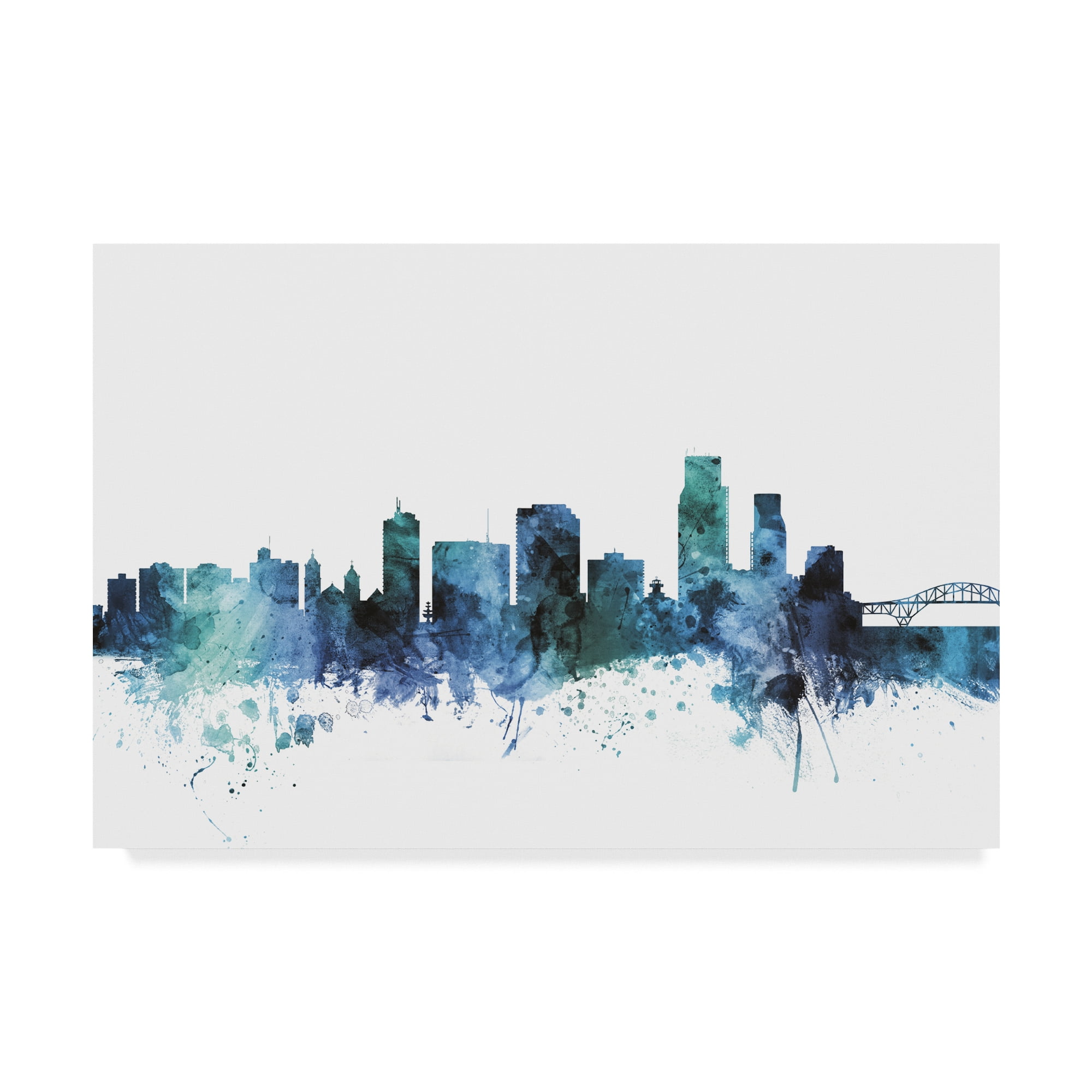 Trademark Fine Art 'Corpus Christie Texas Blue Teal Skyline' Canvas Art by Michael Tompsett