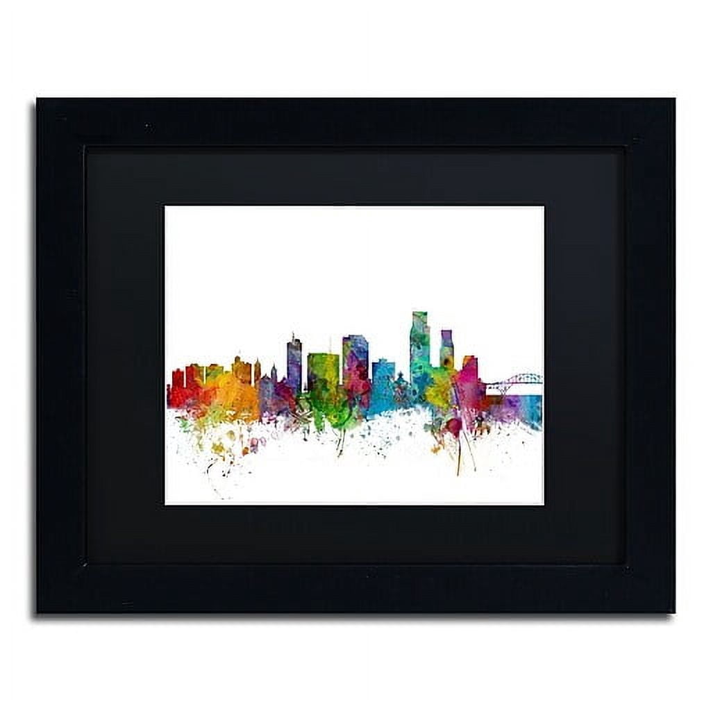 Trademark Fine Art 'Corpus Christie Texas Skyline' Canvas Art by Michael Tompsett, Black Matte, Black Frame