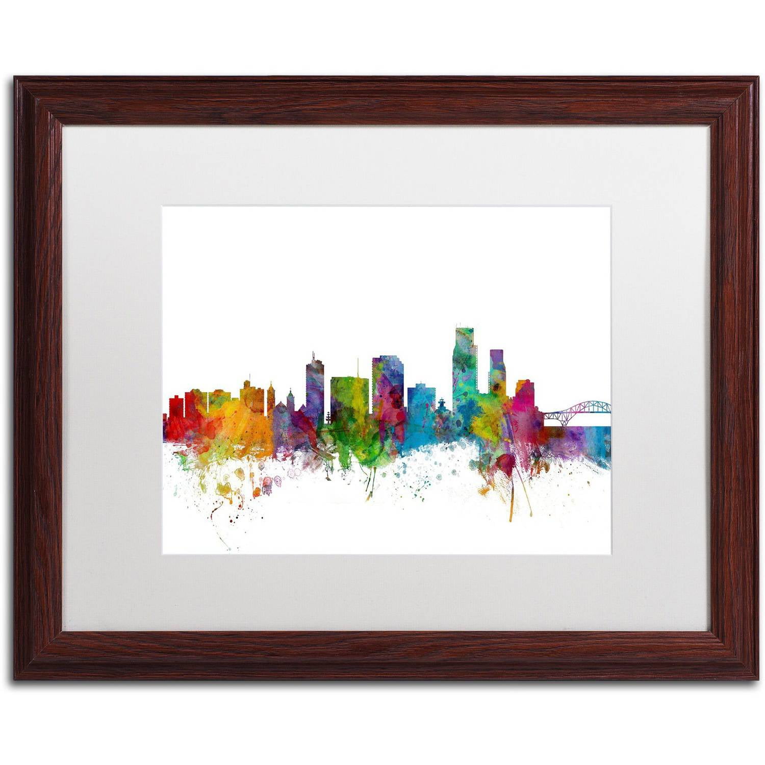 Trademark Fine Art 'Corpus Christie Texas Skyline' Canvas Art by Michael Tompsett, White Matte, Wood Frame