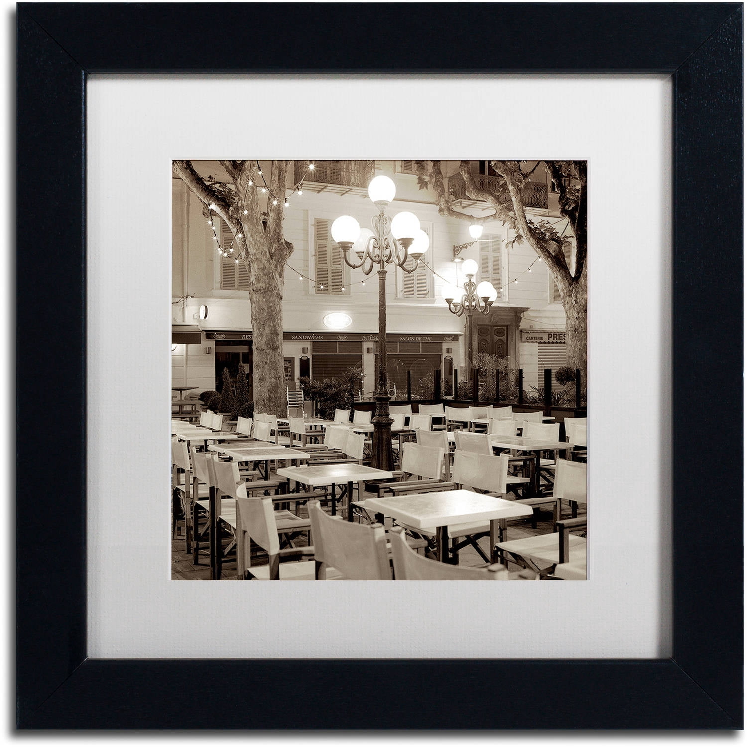 Trademark Fine Art "Cote d'Azur Cafe I" Canvas Art by Alan Blaustein, White Matte, Black Frame