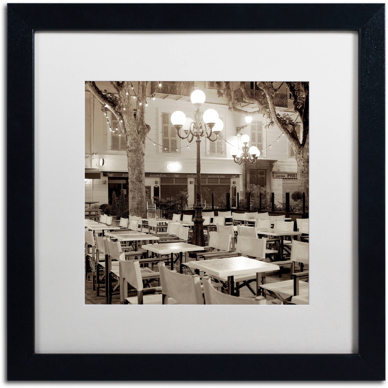 Trademark Fine Art "Cote d'Azur Cafe I" Canvas Art by Alan Blaustein, White Matte, Black Frame