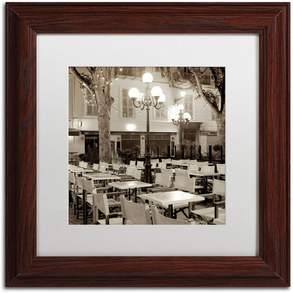 Trademark Fine Art "Cote d'Azur Cafe I" Canvas Art by Alan Blaustein, White Matte, Wood Frame