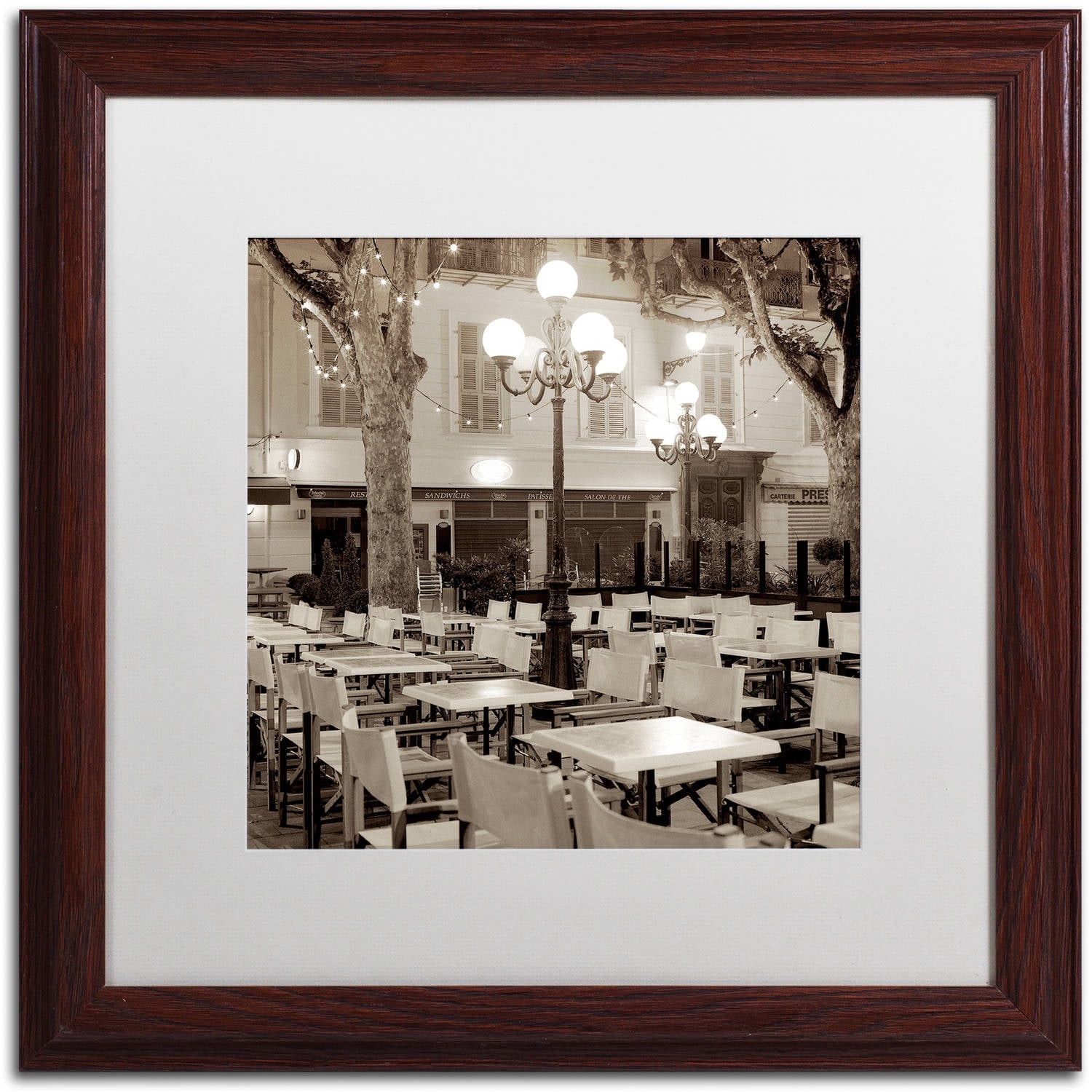 Trademark Fine Art "Cote d'Azur Cafe I" Canvas Art by Alan Blaustein, White Matte, Wood Frame