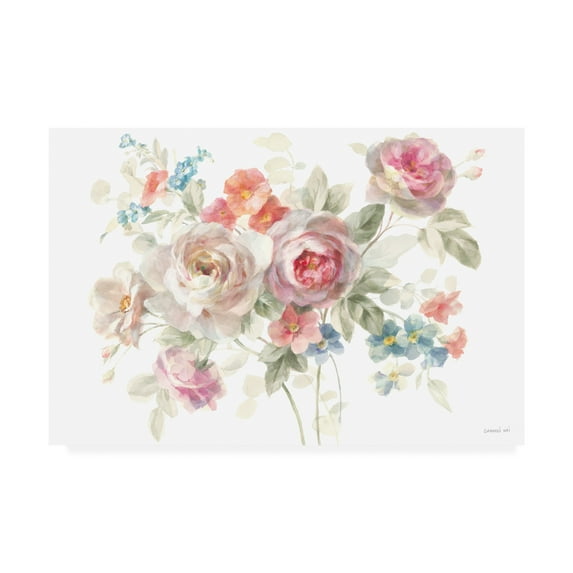 Trademark Fine Art 'Cottage Garden I on White' Canvas Art by Danhui Nai