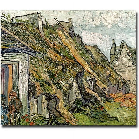 Trademark Fine Art "Cottages in Chaponval Auvers-sur-Oise" Canvas Wall Art by Vincent van Gogh